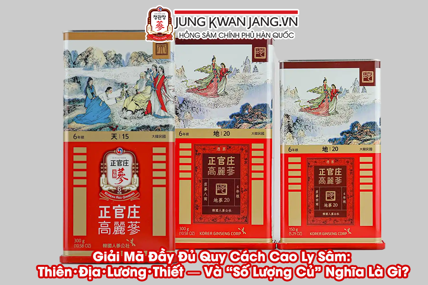 Giải Mã Đầy Đủ Quy Cách Cao Ly Sâm: Thiên・Địa・Lương・Thiết — Và “Số Lượng Củ” Nghĩa Là Gì?