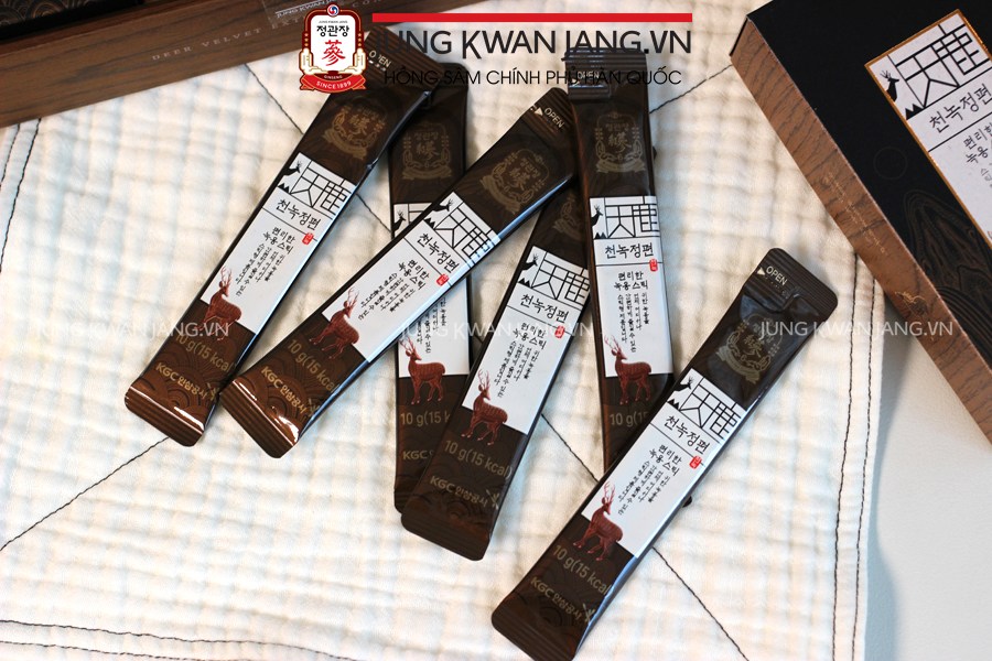Nước Hồng Sâm Nhung Hươu Jung Kwan Jang 10g x 30 gói – Tăng cường năng lượng, sức đề kháng, chính hãng Hàn Quốc
