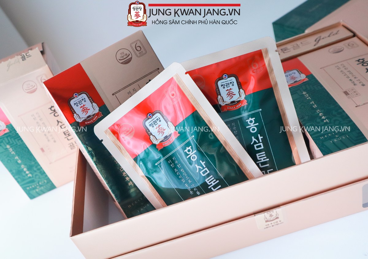 Bao bì sang trọng Nước Hồng Sâm Tonic Gold 40ml x 30 Gói