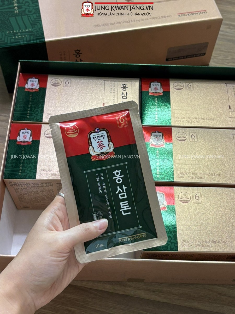 Bao bì sang trọng Nước Hồng Sâm Tonic Mild 50ml x 60 Gói