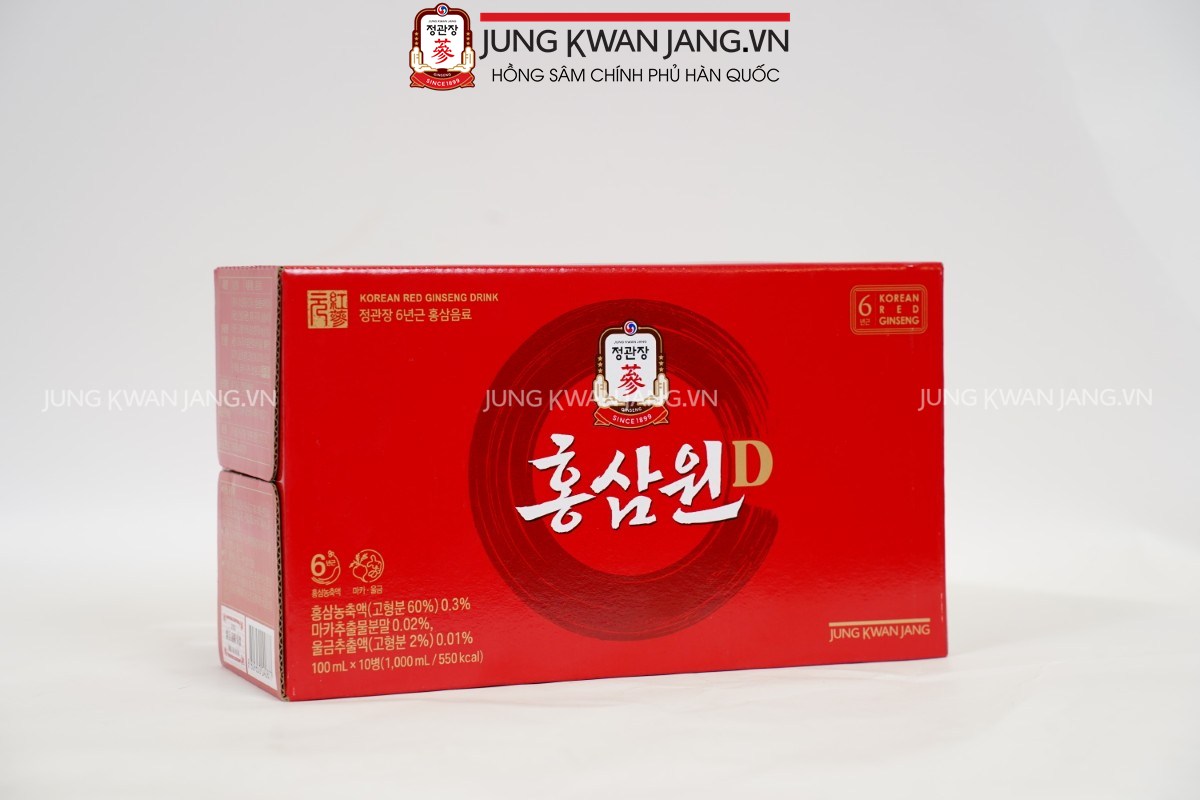 Chai Nước Hồng Sâm Won D Jung Kwan Jang 100ml – Kết hợp hồng sâm, táo tàu, gừng, quế và kỷ tử, chăm sóc sức khỏe toàn diện.